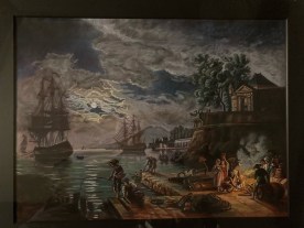 Port de mer au clair de lune.